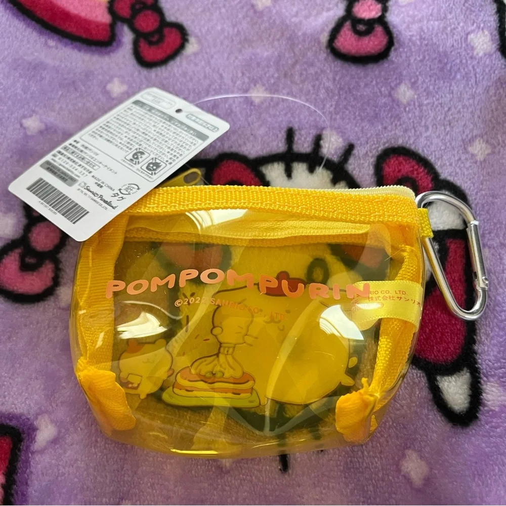 Pompompurin Yellow Clear Plastic Small Zip Coin Pouch NWT